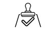 © PADMAWATI - a rubber approval stamp pressing onto a document with a bold checkmark symbol