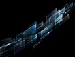 © iori - 黒背景に流れる青い透明ガラスパネルの抽象テクノロジー背景
