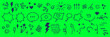 © Md Asif Shahnaoaz - Hand drawn doodle comic elements speech bubbles and abstract emphasis lines on green background for graphic creation.