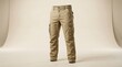 © alfa - A pair of khaki cargo pants with multiple pockets, displayed on a neutral background.