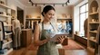 © Jaroed - Smiling shop assistant using tablet for sustainable retail management