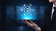 © InfiniteFlow - Business professional presenting digital justice scale concept with technology data and analytics on a futuristic interface for legal services and law compliance. Entropy.