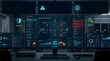© Komang - Cybersecurity dashboard, network monitor and security operations center for data protection, threat analysis and information technology. Software, system and digital screen with web firewall and serv