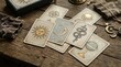 © Lachlan - Vintage Esoteric Fortune Telling CardDeck Featuring Sun Moon Serpent and Golden Celestial Ornaments tarot cards celestial moon sun esoteric mystic mystical vintage magic magical occult astrology