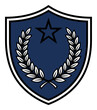 © FARIDA - Dark Blue Shield Crest Icon with Star and Laurel Wreath