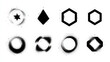 © MDAminul - Set of grunge spray painted geometric shapes and textured circles on white background with grunge shape
