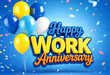 © Suchana - Colorful happy work anniversary celebration with balloons and confetti in vibrant design