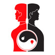 © VectoLab - Woman and man silhouettes with gender balance symbol for equality