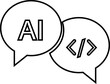 © WaQar - AI Coding Communication Icon Artificial Intelligence Programming, Code Chat, Software Development, Developer Messaging, Technology and Digital Vector Symbols Isolated on Transparent Background
