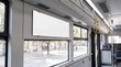 © Nara - Blank rectangular advertising billboard inside a modern public transport bus or tram.