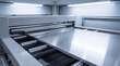 © Watercolor_Kawaii - Sheet moving through machine metal plate conveyor roller industrial automated production factory manufacturing steel system process