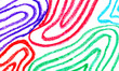 © Abdul - Abstract topographic style pattern of concentric wavy lines drawn with colorful wax crayons on a clean pastel background surface