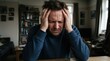 © FryArt - Stressed man holding head in hands at home