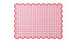 © Hossain - Red and white checkered fabric napkin with scalloped edges featuring a soft woven texture displayed isolated on transparent background