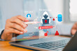© Narong - SQL injection cybersecurity concept showing a man using a laptop, malicious code targeting a database, unauthorized access, authentication bypass, and data breach risks in modern digital security.