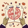 © RayenAI Studio - Illustrative Concept of Bankruptcy and Financial Ruin, Symbolized by Torn Bank Documents and Scattered Coins