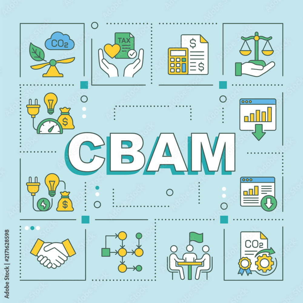 Stock-Vektorgrafik „CBAM Carbon Border Adjustment Mechanism concept ...