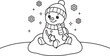 © NUR - Cute cartoon snowman character with carrot nose and scarf winter