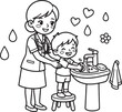 © NUR - Happy chef holding baby in kitchen with pots and bubbles
