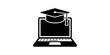© SAJID - Graduation cap on laptop computer icon for online education concepts.