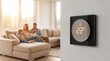 ©  Tsvyk L. - Smart home thermostat helps to save on utility bills in cozy house with family.