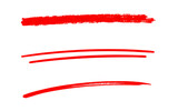 Collection of red textured horizontal brush stroke lines and curved underlines