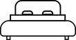 © Trumpt Appachchi - Black outline double bed with pillows furniture line art icon transparent PNG