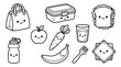 © Irtiko - Cute kawaii lunch food items vector illustration with smiling faces