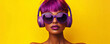 © Natalia Klenova - Stylish woman with purple hair wearing matching headphones