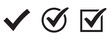 © Akbar-Visuals - Three variations of classic checkmark graphic showing simple tick sign circular checkbox and square tick box for forms and verification systems.