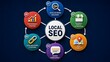 © Ahmed - Local seo strategy workflow diagram illustrating digital marketing process steps including keyword discovery map visibility and review management