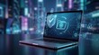 © Jazif studio - Endpoint security and cloud data protection on laptop screen showcasing encrypted folders and secure file transfer in modern corporate environment