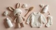© KarpenArt Studio - Flat Lay of Baby Knitwear, Cotton Swabs and Rabbit Plush Toy
