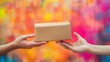 © Dot - A Package Being Handed to a Client With a Vibrant Background Symbolizing Seamless Transaction Success