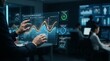 © mikael - Supply chain analyst interacting with holographic demand forecasting inventory planning interface for enterprise predictive stock management and digital supply chain optimization solutions.