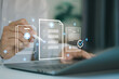 © MUNTHITA - Digital medical records and healthcare automation concept. Doctor using AI powered systems to manage patient documents, improve data accuracy, and enhance modern hospital healthcare services.