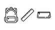 © Muhammad - School supplies outline icon set with backpack ruler and pencil case vector for education and study design