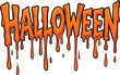 © Zohaib - Orange dripping Halloween word art spooky lettering with a melting effect for holiday invitations and decorations isolated on white