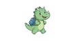 © XZIG IOVANS PRATAMA  - Cute green dinosaur going to school with a backpack vector illustration for kids