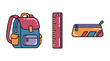 © Muhammad - Colorful backpack ruler and pencil case vector illustration set of school supplies for education and study