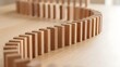 © 행운 행 - 우드테이블 위 우드 도미도가 쭉 이어져잇다 The wooden domidos on the wooden table stretch out continuously