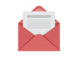 © Lysenko.A - Envelope with blank paper icon in flat style. Letter communication vector illustration on isolated background. Office communication sign business concept.