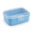 © Fakhar - Blue plastic lunch box with clear airtight lid, reusable food storage container, meal prep snack box for school and office