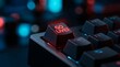 © Gophotograph - Close up view of a computer keyboard featuring a glowing go live key for digital broadcasting.