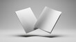 © ThreadCraft Studio - Floating blank white magazine and brochure booklet mockup in 3D render