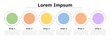 © IMG visuals icons - Flat colored circular empty infographic template. Horizontal flow chart layout. Vector diagram blank design with 6 steps. Editable info graphic with options. Modern data visualization