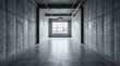 © graphicview35 - Empty industrial hall with raw concrete walls and polished floor, minimalist interior design for modern commercial space or studio