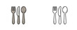 © Dzianis - Silverware cutlery vector illustrations with fork knife and spoon in colored cartoon and black line art styles isolated on plain white background for dining design