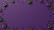 © brown fish - Halloween haunted house and bat frame on purple background