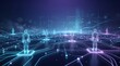 © CuteBee - Futuristic digital landscape featuring glowing human silhouettes linked by complex data pathways representing social connectivity and information exchange in a virtual cyber space